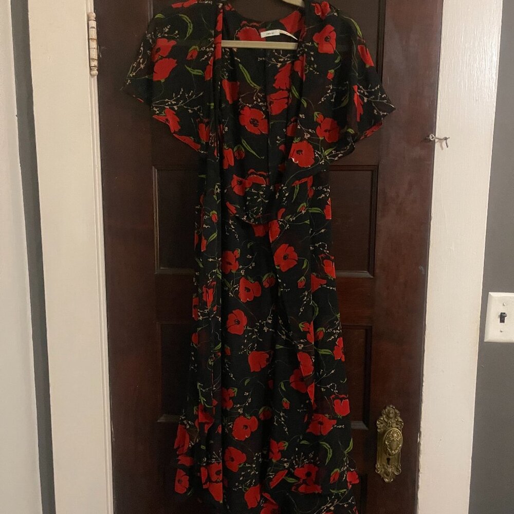 Kimchi Blue Black and Red Wrap Dress - Size Small